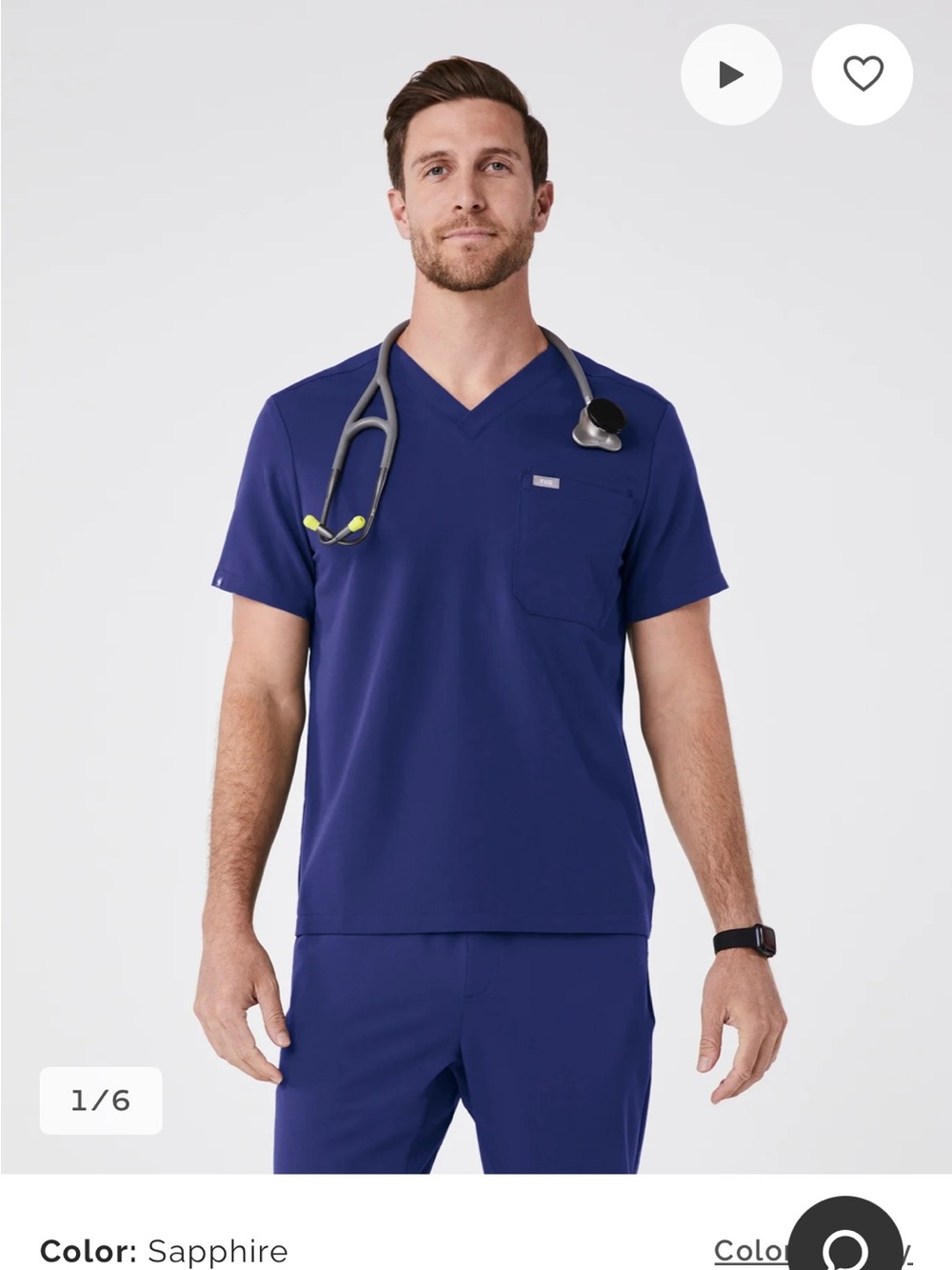 Figs Leon Three-Pocket Scrub Top Sapphire Men’s Small